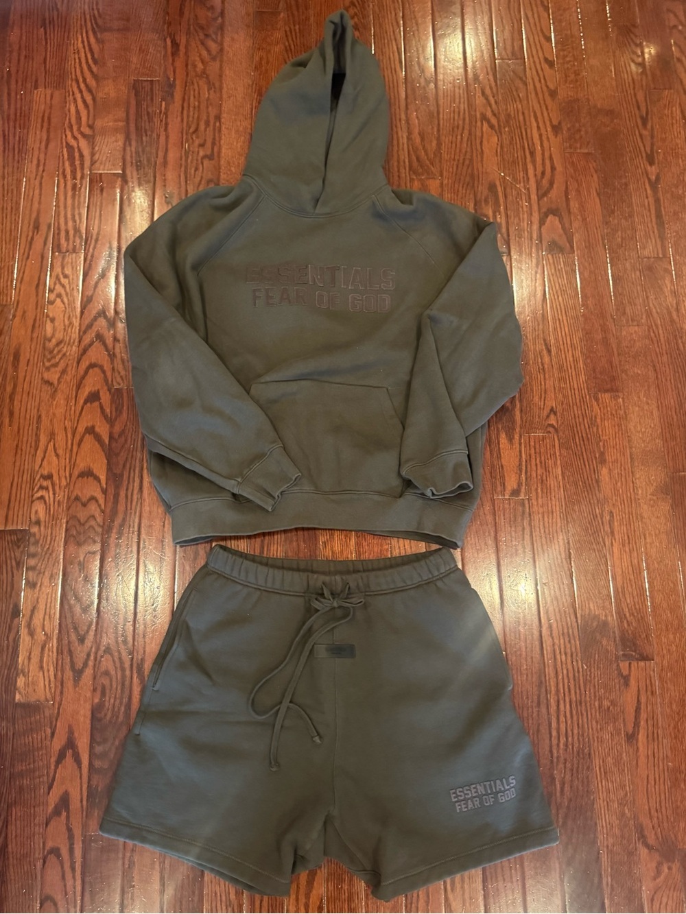 Fear Of God ESSENTIALS shorts and hoodie